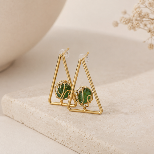 Chivor Emerald Sacred Triangle Earrings