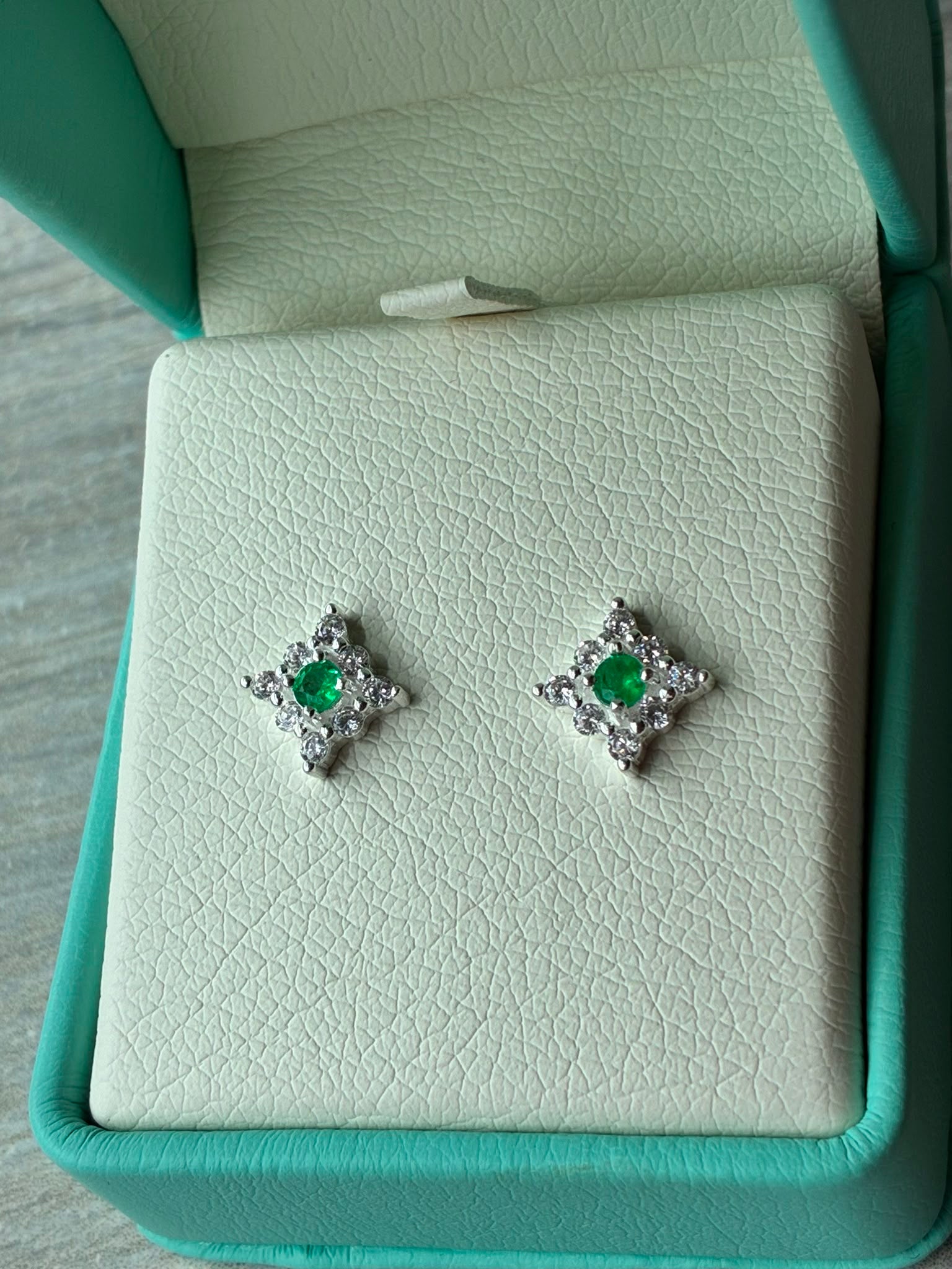 Muzo Colombian Emerald 925 Sterling Silver Jewelry Set – 3 mm Earrings & 5.5 mm Pendant