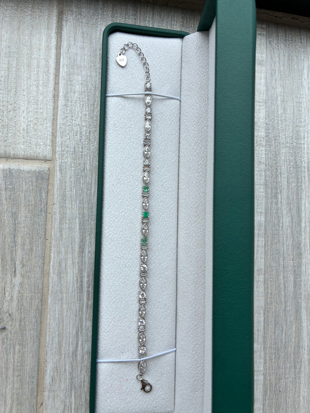 Colombian Emeralds Bracelet - 3.56 mm · Zircon Accents · 925 Sterling Silver