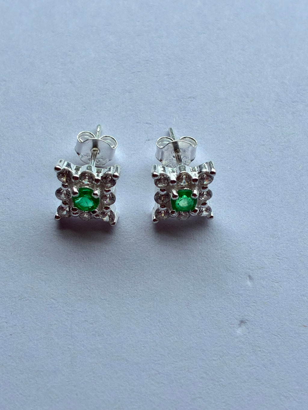 Muzo Colombian Emerald 925 Sterling Silver Jewelry Set – 3 mm Earrings & 5.5 mm Pendant