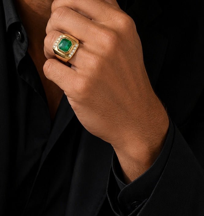 18K Gold Emerald & Diamond Statement Ring